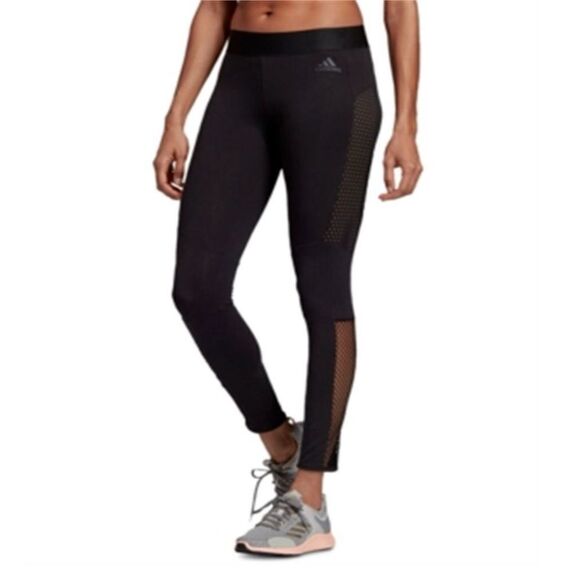 ADIDAS Leggings Women’s Medium Black Mesh Side Panels. - Picture 1 of 16